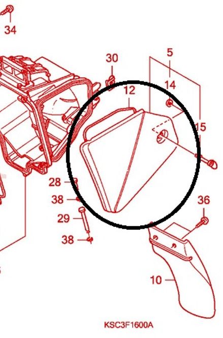 Hovedbilde CRF250X, luftfilterdeksel